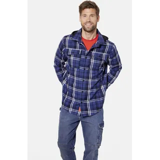 Kapuzenhemd HERO BY JOHN MEDOOX "HUNTER Workwear Arbeitshemd mit Kapuze", Herren, Gr. M, US-Größen, blau (dunkelblau check), Fleece, 100% Polyester, regular fit, Hemden, Arbeitshemd mit Kapuze Funktionsqualität für Herren