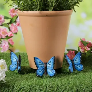 Blumentopff√o√üe Schmetterling - Pflanzk√obel Untersetzer - K√obelf√o√üe - Polyresin - blau - 3er Set