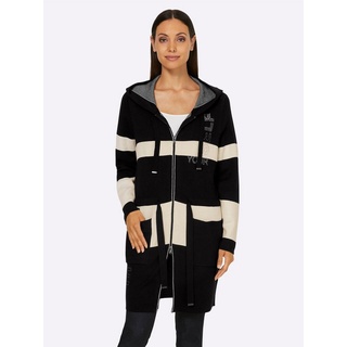 heine Strickjacke Strickmantel beige|schwarz 48