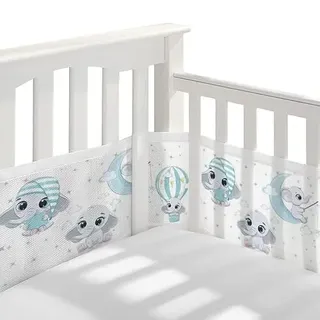 Bettumrandung Babybett,2 Pack Baby Nestchen Bettumrandung,Kopfumrandung Babybett,Atmungsaktive Krippenumrandung,Babybett Atmungsaktiver Kollisionsschutz,Nestchen für Kinderbetten,Babybett Umrandungen
