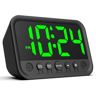 FELIXLEO Funk-Radiowecker Digitaler Wecker Grosse LED Anzeige Lauter Wecker Snooze 12 24HR weiß