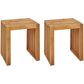 Beliani Bellano Gartenhocker 45 x 43 x 43 cm hellbraun 2 St.