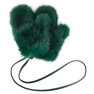 Marc Cain Fäustlinge Mystic Plumage Premium Damenmode Fake Fur, mit Kordel und Haken zum Umhängen grün 4 (40)