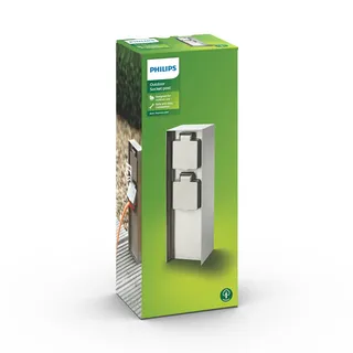 Philips Doppelsteckdose 2-fach Edelstahl 23,2 cm Weiß