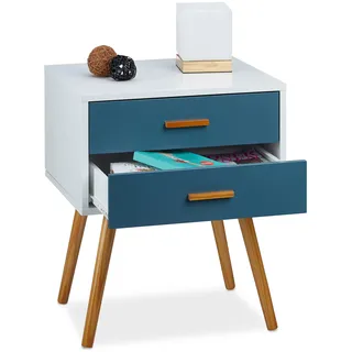 Relaxdays Beistellschrank Retro 58 x 41 x 48 cm Türkis/Weiß
