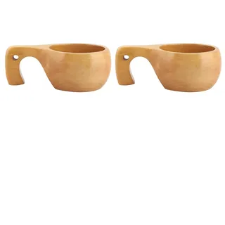 Handgeschnitzter KUKSA Holzbecher – Traditionelle nordische Tasse aus Naturholz, 200 ml (Model B 2Stk)