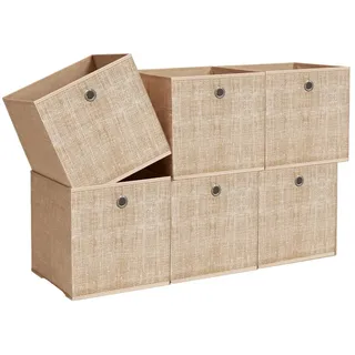 Songmics Aufbewahrungsbox 30 x 30 cm 6-tlg. beige