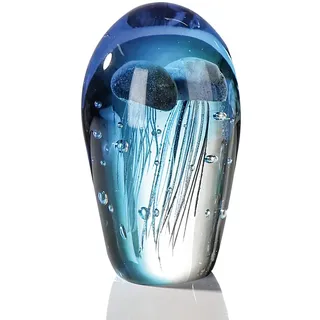 GILDE GLAS art Casablanca - Deko Skulptur, Briefbeschwerer aus Glas - Quallen - mundgeblasen - Höhe 20 cm - ca. 3,5 kg schwer