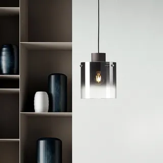 Lightbox Pendelleuchte Rauchglas schwarz, E27 Leuchte | Hängelampe für Esstisch, Küche und Wohnzimmer, stilvoller Blickfang für den Essbereich
