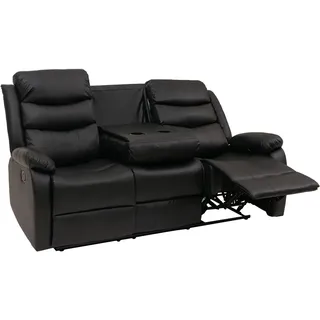 Mendler 3er Kinosessel HWC-O62 Kunstleder 181 x 107 x 0 cm Schwarz mit Liegefunktion