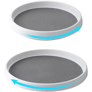 Kühlschrank Drehteller Drehbares Gewürzregal, 2 Stück Lazy Susan Drehteller Organizer Küche, Robust & Rutschfest Kitchen Kühlschrank Organizer, Drehteller für Kühlschrank Küche Bad Kommode (25 & 30cm)