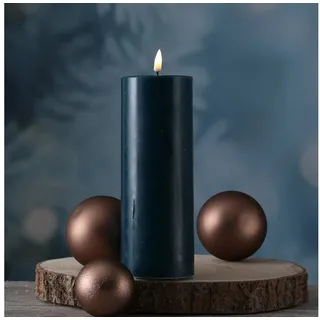 Deluxe Homeart LED-Kerze Mia Deluxe Echtwachs flackernd Wachsspiegel H: 20cm D: 7,5cm petrol (1-tlg) blau