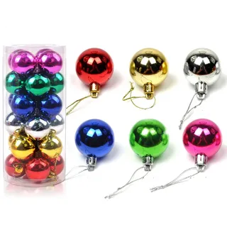24 Stück Weihnachtskugeln Glänzend Glitzernd Matt Christbaumschmuck bis 4cm Bunt