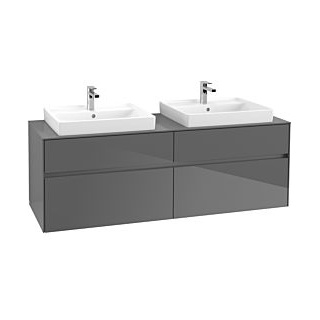 Waschbeckenunterschrank 160 x 55 cm Glossy Grey
