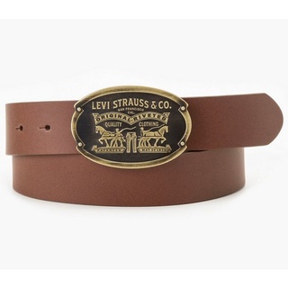 Levi's® Ledergürtel Billy Plaque Belt mit markanter Koppelschließe braun