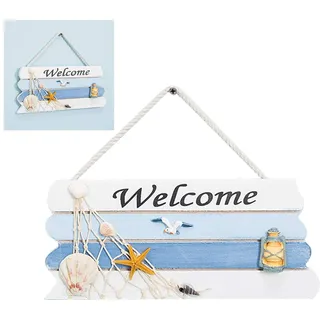 Comtervi Willkommen Türschilder Holzschild Dekoschild Maritime Dekoration Welcome Willkommen Zuhause Liebe Aufhängen Wand Schild Türschild Shop Schild