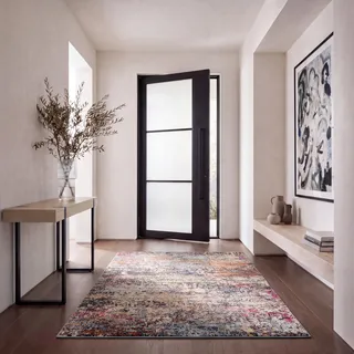 Safavieh Zeitgenössische Teppich für Wohnzimmer, Esszimmer, Schlafzimmer - Madison Collection, Kurzer Flor, Schwarz und Gold, 160 X 229 cm
