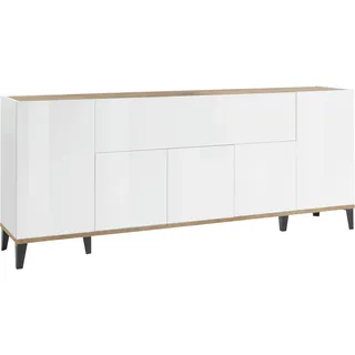 INOSIGN Sideboard »Sunrise«, Kommode mit 5 Türen und 1 Klapptür, Breite 200 cm weiß