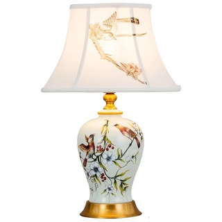 Chao Zan E27 Keramik Tischlampe Wohnzimmer Schlafzimmer Arbeitszimmer Nachttischlampe Europäischen Stil feine und elegante dekorative Tischlampe (Glühbirne nicht enthalten) (Weiß)