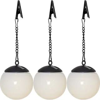 Star Trading Solarleuchte Kunststoff/Metall Dämmerungssensor 3er Set Schwarz/Weiß