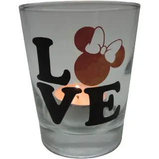 Teelicht Glas Windlicht print "Love Minni" anthrazit/bunt Ostern Handmade Deko