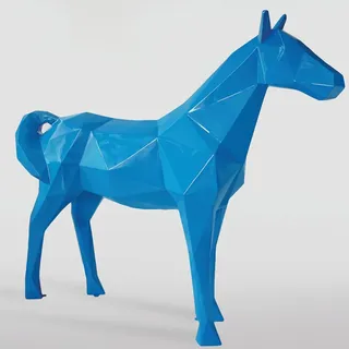 Casa Padrino XXL Deko Skulptur Pferd Blau 220 x H. 190 cm - Lebensgroße Garten Figur