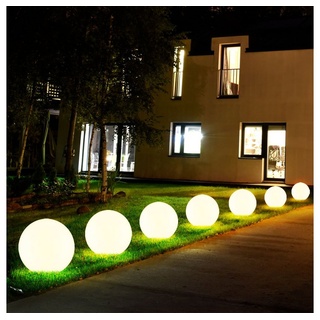 etc-shop LED Solarleuchte, LED-Leuchtmittel fest verbaut, Solarleuchte Kugel Garten LED Gartendeko Solarkugel für Außen 20 cm weiß