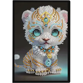 DCIDBEI Diamond Painting Notizbuch A5 Blank Diamond Painting Notizheft Diamant Painting Notebook Diamant Malerei Notizbuch Skizzenbuch Tagebuch für Schülerbüro Schulbedarf(50 Blätter) (Tiger)