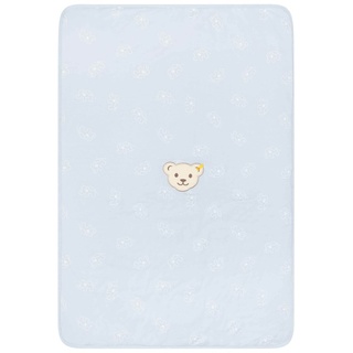 Steiff Baby Decke - Teddymotiv, gefüttert, Jersey, Stretch Baumwolle, 65x95cm Hellblau One size