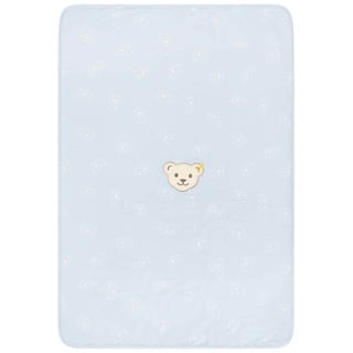 Steiff Baby Decke - Teddymotiv, gefüttert, Jersey, Stretch Baumwolle, 65x95cm Hellblau One size