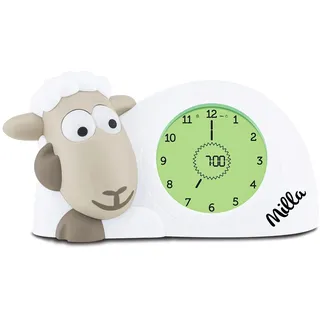Mainely Zazu Sam Schlaftrainer Kinder personalisiert mit Namen Grün – Kinderwecker mit Nachtlicht, Farbwechsel & 3 Wecktönen – Lernwecker mit analoger & digitaler Uhr