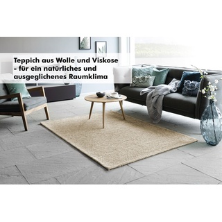 Teppich BARBARA BECKER "Brave" Teppiche Gr. B/L: 160 cm x 230 cm, 12 mm, 1 St., beige (natur) Schurwollteppiche