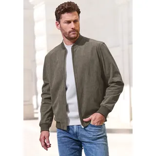 Cordjacke H.I.S "- Blouson mit Reißverschluss", Herren, Gr. L (52/54), khaki, Cord, Obermaterial: 100% Polyester, unifarben, regular fit normal, Rundhals, Rippbündchen, Jacken, Pilotenjacke / Übergangsjacke aus Cord, regular fit