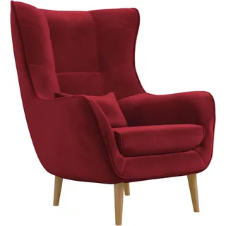 Mirjan24 Ohrensessel Estjano Polyester 95 x 106 x 95 cm Rot mit Kissen