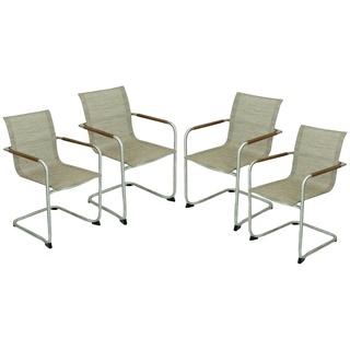 Freischwinger GARDEN PLEASURE "NOVA" Stühle Gr. B/T: 59 cm x 56 cm, 4 St., beige (sandbraun) Gartenstühle Edelstahl