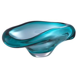 Casa Padrino Luxus Glasschale Türkis 22 x 14 x H. 10,5 cm - Designer Deko Schale - Obstschale aus mundgeblasenem Glas