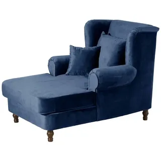 Max Winzer Ohrensessel Mareille Samt 103 x 103 x 151 cm Blau mit 2 Zierkissen