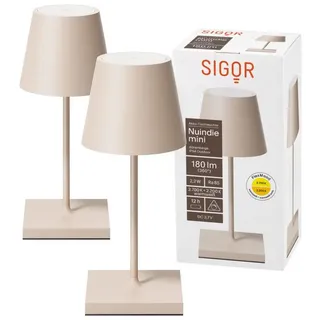 SIGOR LED Tischleuchte 2x Nuindie mini USB-C 250mm dünenbeige, Dimmbar, LED fest integriert, Warmweiß beige