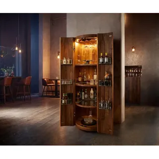 DeLife Barschrank Tulsa 80 x 190 cm Akazie Natur Bronze