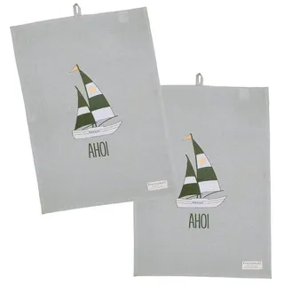 Krasilnikoff Geschirrtuch Anchor Ahoi, (2-tlg., 2-teilig), Geschirrtücher ca.50x70cm Baumwolle