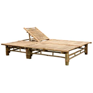 vidaXL 2-Personen-Sonnenliege mit Auflagen Bambus Beige