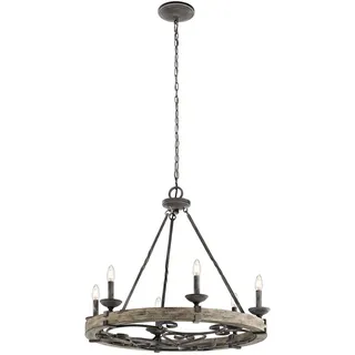 Elstead Lighting Kronleuchter Hängelampe Pendellampe Holzfurnier Vintage-Design Esszimmerleuchte