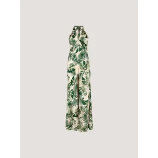 Apricot Druckkleid Tropical Satin Kleid mit Neckholder beige XS (34)