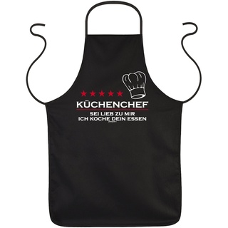 Goodman Design ® Sprüche Schürze für Koch/Hoppykoch/Küchenchef : Küchenchef - Sei lieb zu Mir - Arbeitsschürze Koch Farbe: schwarz