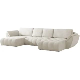 Mirjan24 Wohnlandschaft, Creme, Kunststoff, 7-Sitzer, U-Form,Rechteckig, 383x86x195 cm, Wohnzimmer, Sofas & Couches, Wohnlandschaften, Wohnlandschaften in U-Form