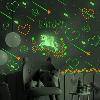 Leuchtende Einhorn- Und Regenbogen-wandaufkleber Für Die Decke, Kinder- Und Mädchenzimmer