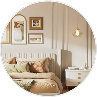 Songmics Runder Wandspiegel 61 x 61 cm Weiß