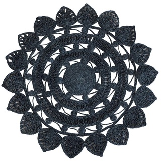 Fußmatte mit Muster 75cm Jute schwarz, Rund schwarz