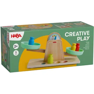 HABA 2012307001 - Creative Play, Waage mit Gewichte, 5-teilig, Zubehör für Spielküche/Kaufladen