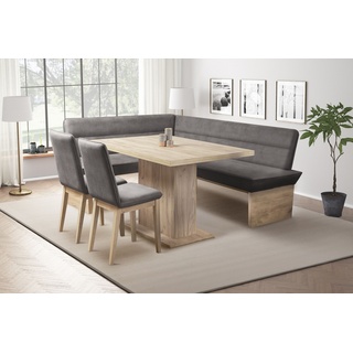 Eckbankgruppe HOME AFFAIRE "Beluna + Cross" Sitzmöbel-Sets Gr. B/H/T: 210 cm x 89 cm x 169 cm, Luxus-Microfaser, langer Schenkel rechts, grau (dunkelgrau) Eckbankgruppen